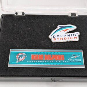 NFL Miami Dolphins Commemorative Lapel Pin Set of 2 in Case